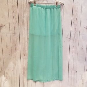 EXPRESS Brand XSTP Mint Green Chiffon Slittd Skirt